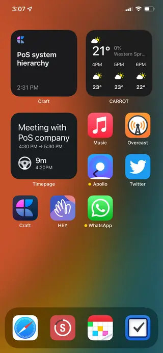 Home screen, April 2022
