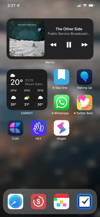 Home screen, December 2021