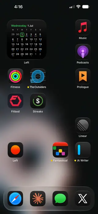 Home screen, July 2026
