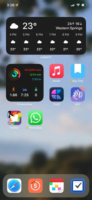 Home screen, March 2022