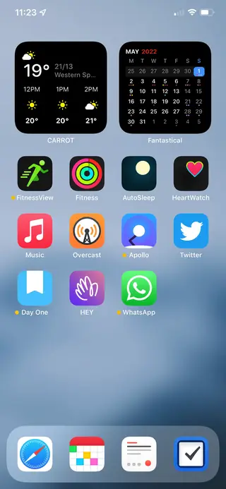 Home screen, May 2022