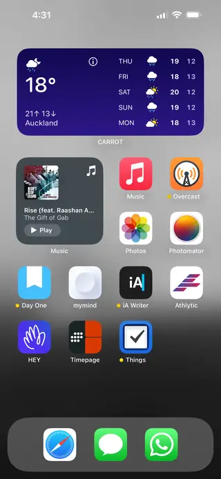 Home screen, November 2023